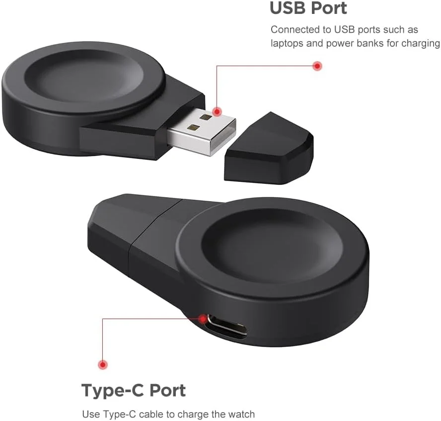شارژر USB دو در یک NALACAL برای HUAWEI Watch 3، شارژ مغناطیسی بی سیم برای HUAWEI Watch 3 Pro/HUAWEI Watch GT2 Pro، شارژر ساعت هوشمند قابل حمل مسافرتی برای HUAWEI Watch 3 با پورت شارژر USB C