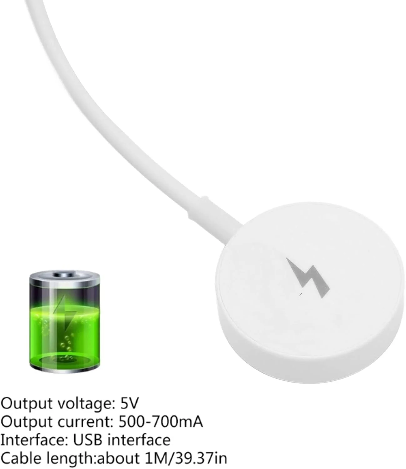 شارژر مغناطیسی سریع ساعت برای Fossil Gen 1 2 3، پایه شارژر USB قابل حمل ساعت هوشمند (سفید)