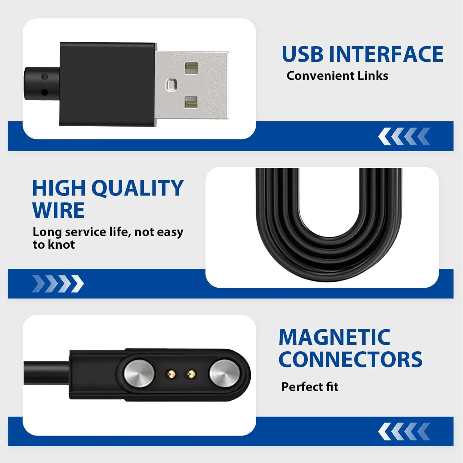 شارژر مغناطیسی ساعت هوشمند 2 پین 4 میلی متری با کابل USB مغناطیسی برای YAMAY SW022/Ticwatch GTX/Haylou RT LS05S/AGPTEK LW11 - کابل شارژ قابل حمل با ویژگی های ایمنی داخلی برای مسافرت