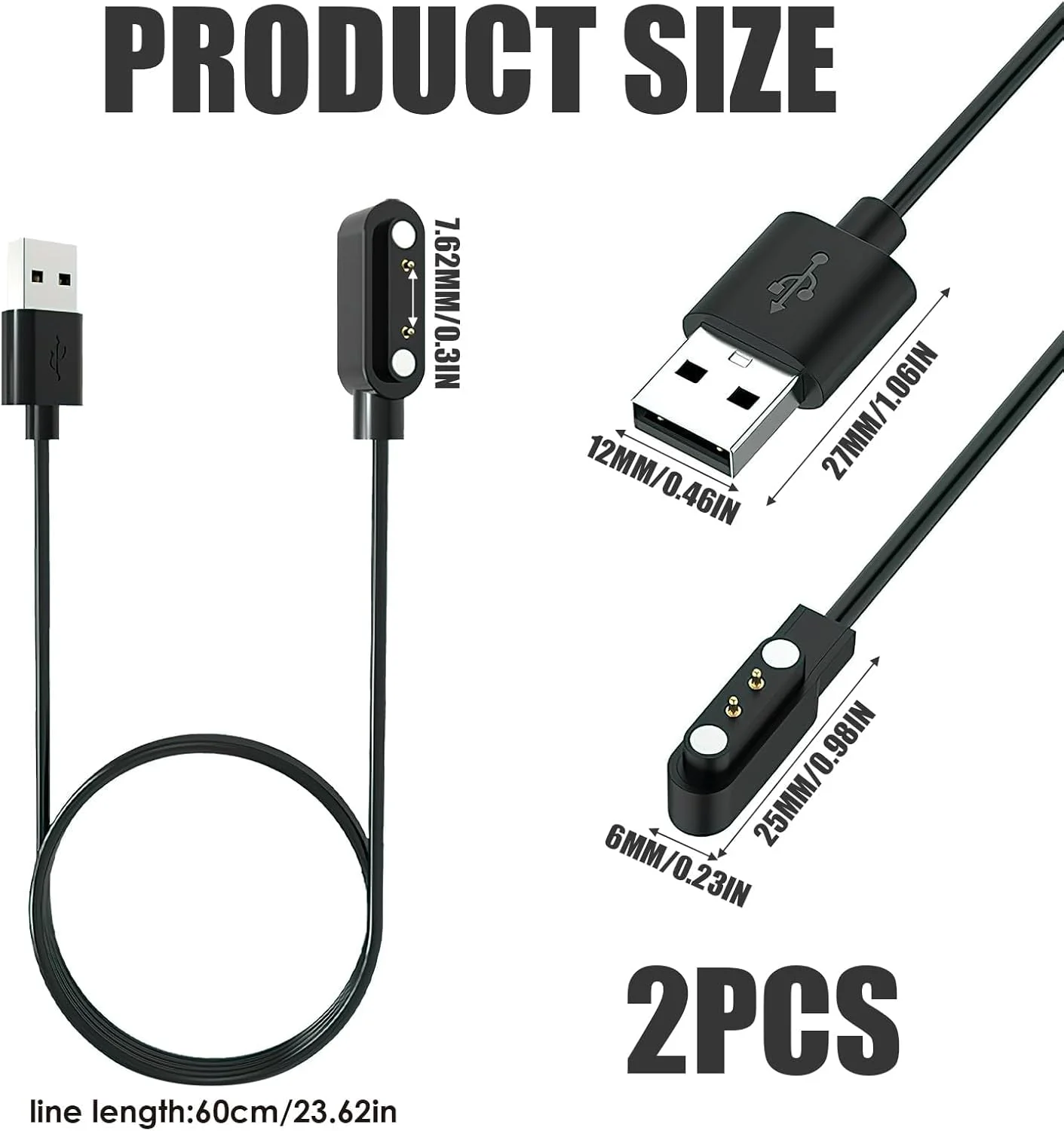 کابل شارژ مغناطیسی ساعت هوشمند hoeslaw، سازگار با ساعت هوشمند بچه گانه Cosmo JrTrack 2، دو پین 7.62 میلی متری، 60 سانتی متری 5 ولت 1 آمپر USB-A، کابل شارژ جایگزین سازگار برای ساعت هوشمند بچه گانه کابل شارژ مغناطیسی ساعت هوشمند hoeslaw، سازگار با ساعت هوشمند بچه گانه Cosmo JrTrack 2، دو پین 7.62 میلی متری، 60 سانتی متری 5 ولت 1 آمپر USB-A، کابل شارژ جایگزین سازگار برای ساعت هوشمند بچه گانه