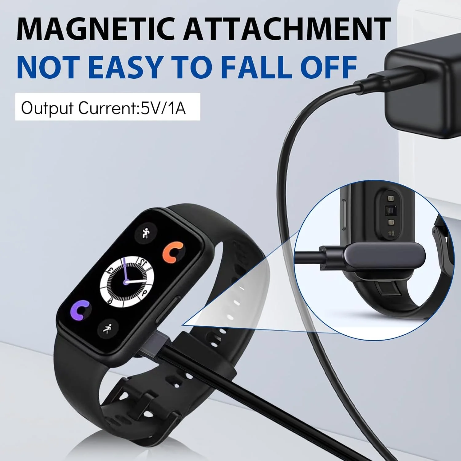 شارژر مغناطیسی ساعت هوشمند 2 پین 4 میلی متری با کابل USB مغناطیسی برای YAMAY SW022/Ticwatch GTX/Haylou RT LS05S/AGPTEK LW11 - کابل شارژ قابل حمل با ویژگی های ایمنی داخلی برای مسافرت