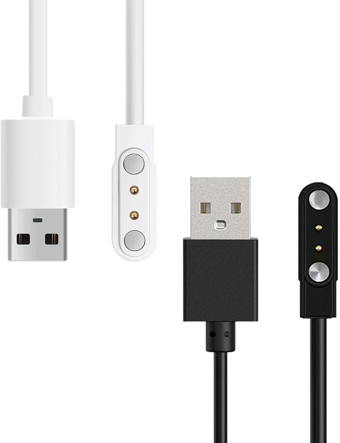 دو عدد شارژر مغناطیسی ساعت هوشمند، کابل های شارژ USB مغناطیسی 2 پین با ویژگی های ایمنی داخلی، لوازم جانبی ساعت هوشمند سازگار با SW022/GTX/RT LSO5S/ LW11 ساعت ردیاب تناسب اندام کودکان (4 میلی متر)