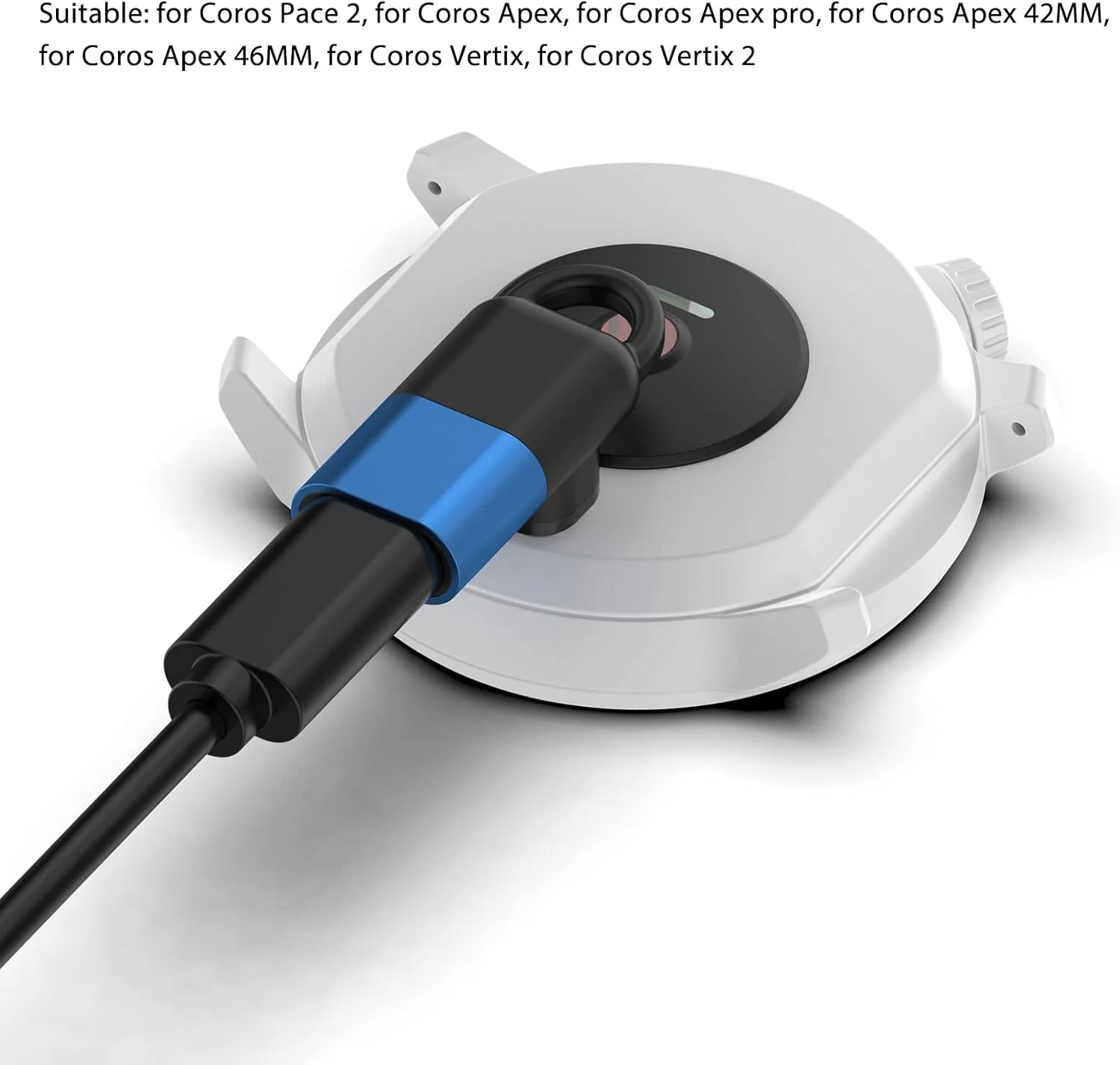 تبدیل شارژر ساعت هوشمند Luqeeg، آداپتور USB Type C، تبدیل کابل شارژ USB C برای Coros Pace 2، Apex، Apex Pro، Vertix، Vertix 2، طراحی فشرده و سبک وزن مشکی