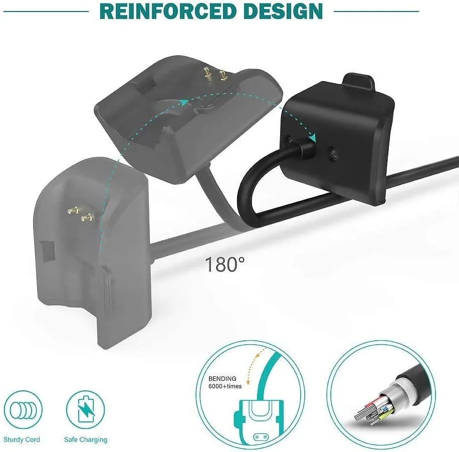 کابل شارژ دستبندی هوشمند eWINNER، سیم شارژ USB سازگار با ساعت هوشمند سامسونگ گلکسی فیت 2 SM-R220، طول 100 سانتی متر کابل شارژ دستبندی هوشمند eWINNER، سیم شارژ USB سازگار با ساعت هوشمند سامسونگ گلکسی فیت 2 SM-R220، طول 100 سانتی متر