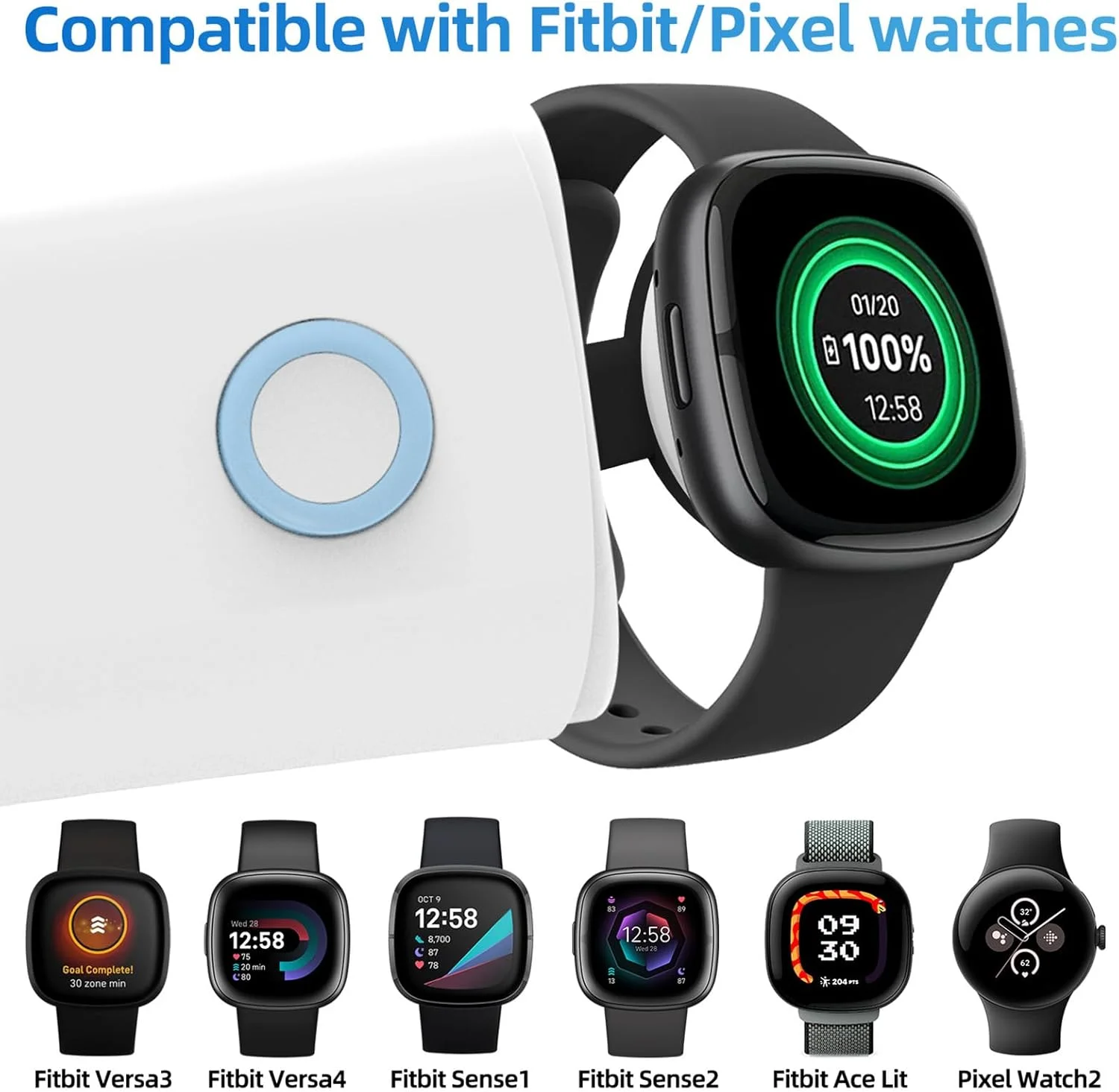 مجموعه 2 عددی شارژر ساعت هوشمند، استیشن شارژ مغناطیسی USB-C، کانکتور 4 پین، داک شارژ، سازگار با Pixel Watch 2/3 و Fitbit Versa 3/4، Sense 1/2، Ace Lite مجموعه 2 عددی شارژر ساعت هوشمند، استیشن شارژ مغناطیسی USB-C، کانکتور 4 پین، داک شارژ، سازگار با Pixel Watch 2/3 و Fitbit Versa 3/4، Sense 1/2، Ace Lite