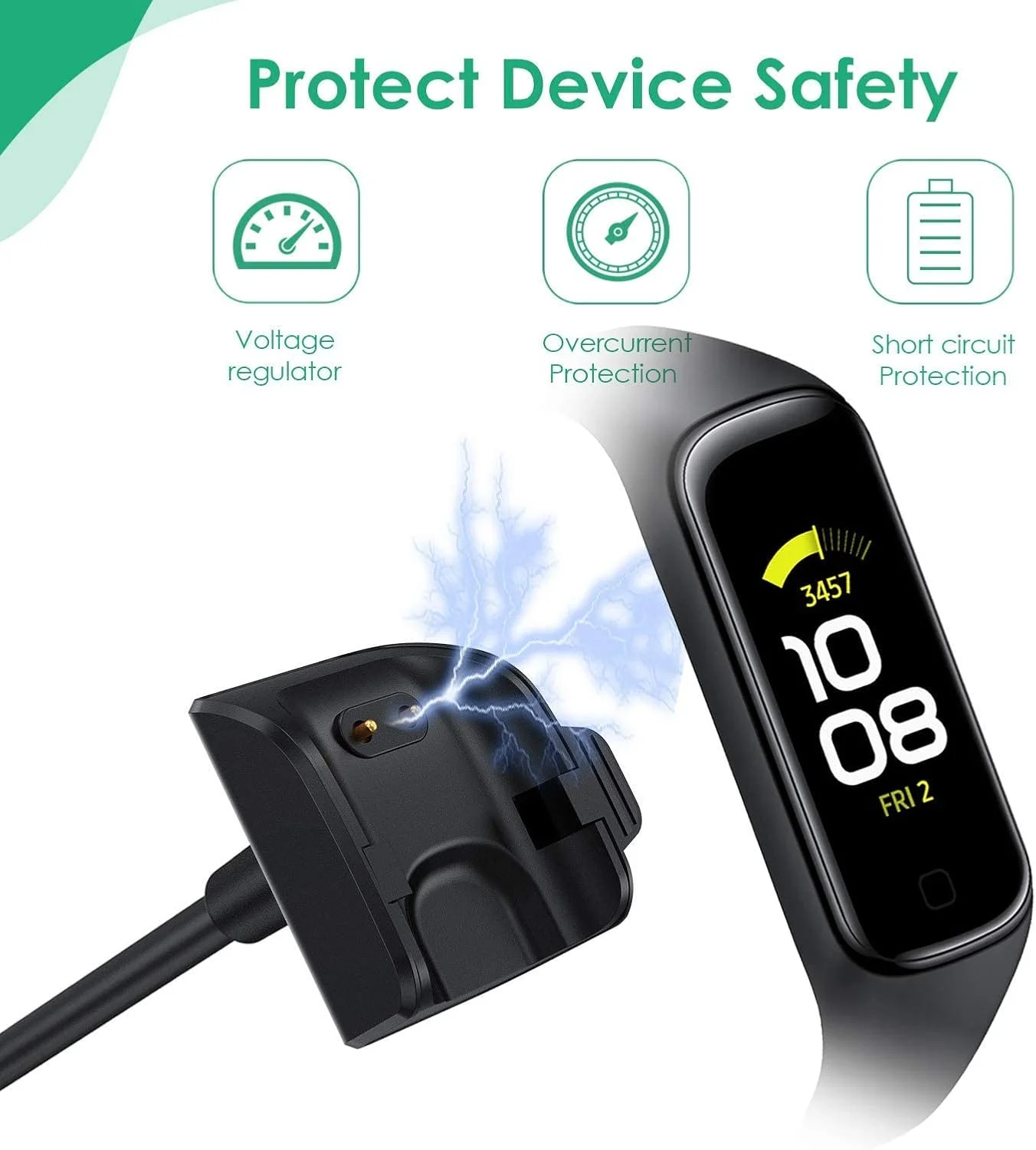 کابل شارژ دستبندی هوشمند eWINNER، سیم شارژ USB سازگار با ساعت هوشمند سامسونگ گلکسی فیت 2 SM-R220، طول 100 سانتی متر کابل شارژ دستبندی هوشمند eWINNER، سیم شارژ USB سازگار با ساعت هوشمند سامسونگ گلکسی فیت 2 SM-R220، طول 100 سانتی متر