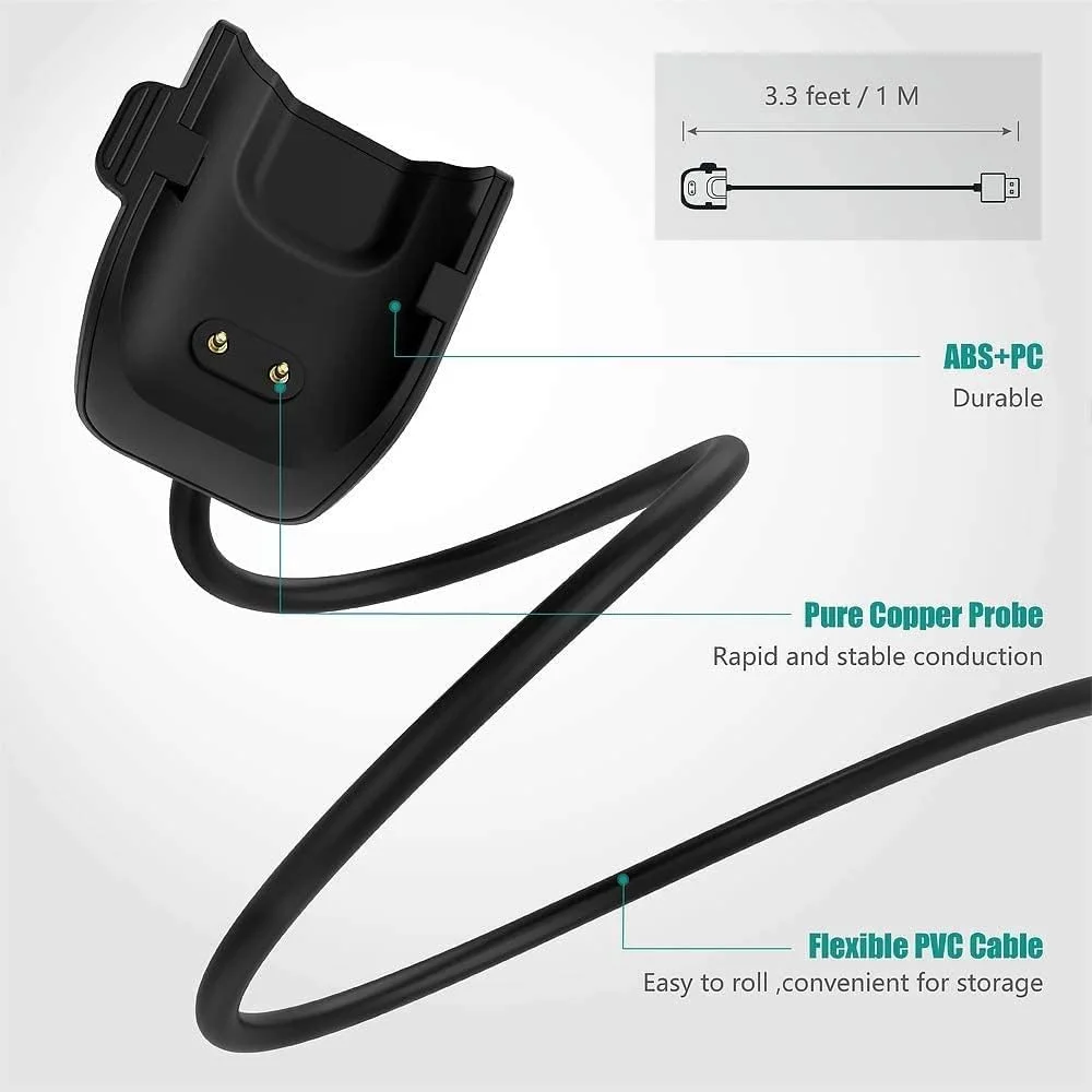 کابل شارژ دستبندی هوشمند eWINNER، سیم شارژ USB سازگار با ساعت هوشمند سامسونگ گلکسی فیت 2 SM-R220، طول 100 سانتی متر کابل شارژ دستبندی هوشمند eWINNER، سیم شارژ USB سازگار با ساعت هوشمند سامسونگ گلکسی فیت 2 SM-R220، طول 100 سانتی متر