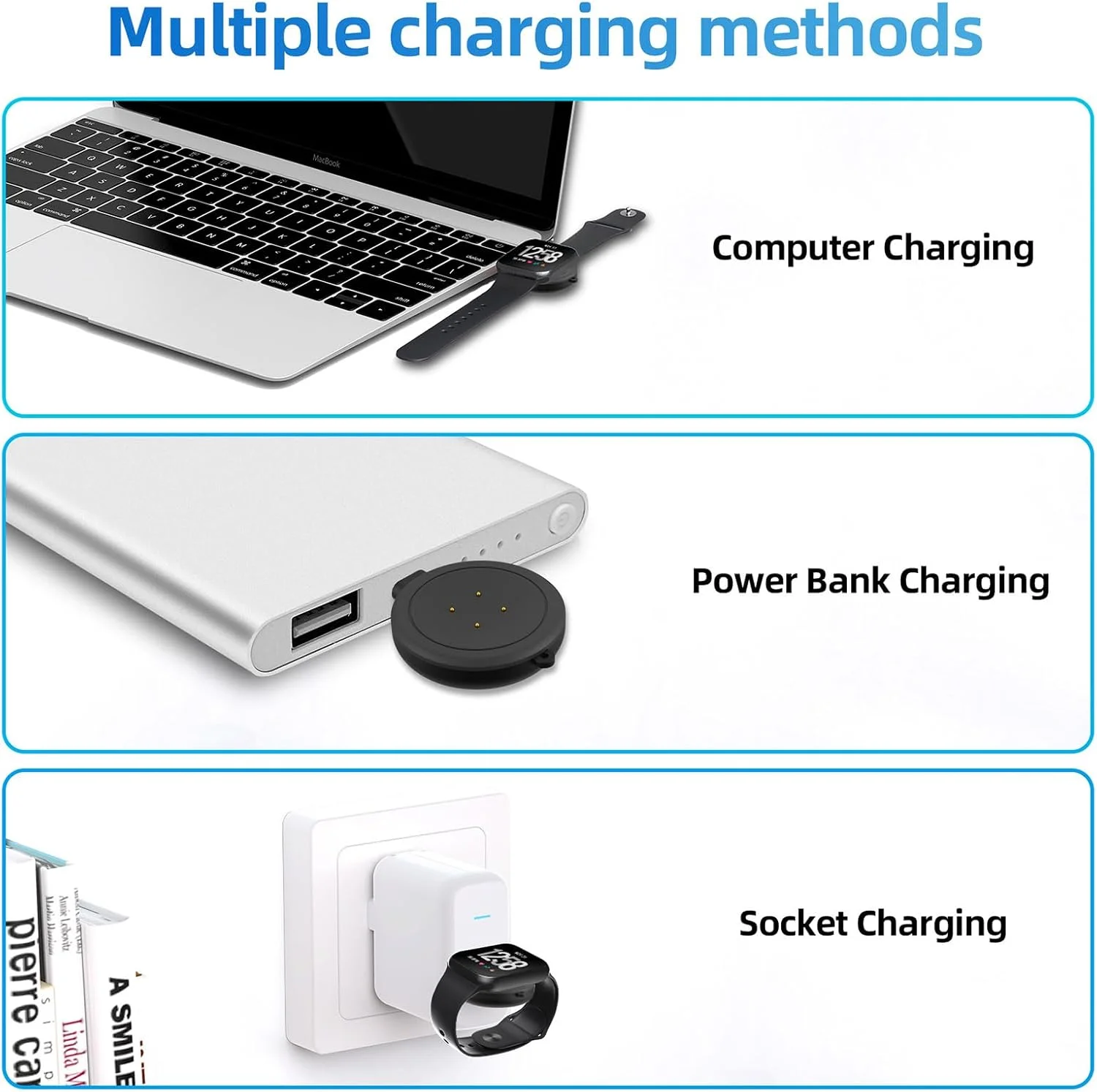 مجموعه 2 عددی شارژر ساعت هوشمند، استیشن شارژ مغناطیسی USB-C، کانکتور 4 پین، داک شارژ، سازگار با Pixel Watch 2/3 و Fitbit Versa 3/4، Sense 1/2، Ace Lite مجموعه 2 عددی شارژر ساعت هوشمند، استیشن شارژ مغناطیسی USB-C، کانکتور 4 پین، داک شارژ، سازگار با Pixel Watch 2/3 و Fitbit Versa 3/4، Sense 1/2، Ace Lite