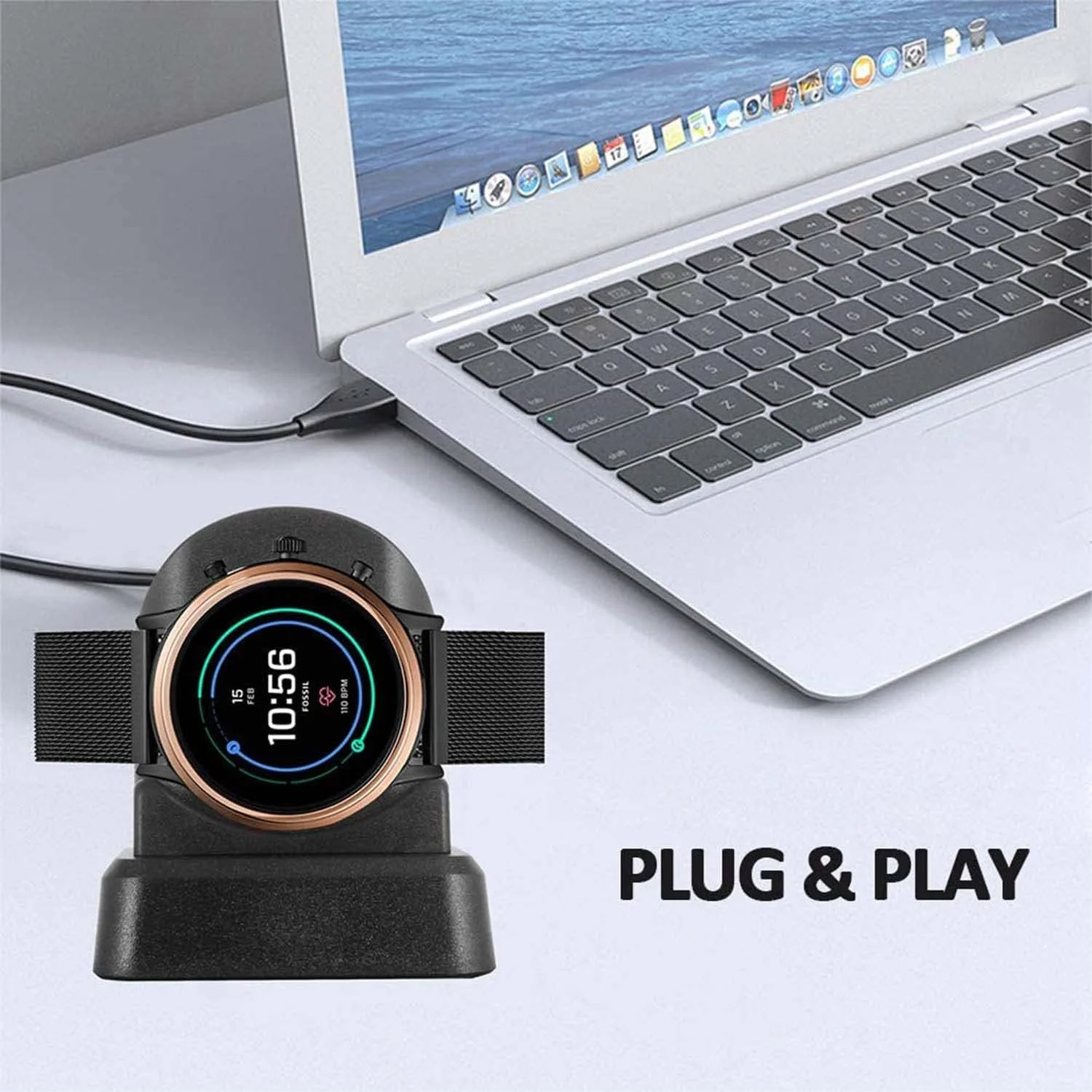 شارژر ساعت Excefore سازگار با Fossil Gen 6/5/4/Sport، داک شارژ ساعت هوشمند، لوازم جانبی ضروری ساعت هوشمند سازگار با Fossil/Diesel/Kate Spade/Puma/Armani/Michael Kors و غیره