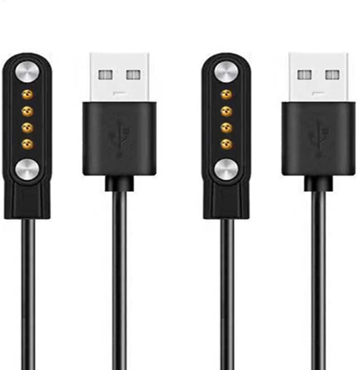 سازگار با شارژر ساعت هوشمند PTHTECHUS، شارژ مغناطیسی USB جایگزین Blueshaweu سازگار با ساعت هوشمند PTHTECHUS S7 S8 S9 S1 S2 S12 4G برای 4 پین (مشکی+مشکی)