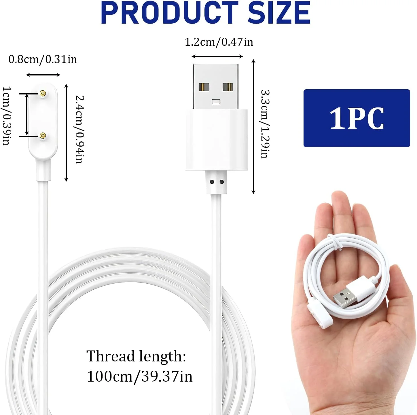 کابل شارژ USB سازگار با ساعت های هوشمند Huawei Watch Fit/Fit 2/Fit Mini/Band 9/8/7/6/6 Pro/Honor Band 9/7/6/Watch ES/4X/4Pro و Samsung Galaxy Fit 3، کابل شارژ مغناطیسی جایگزین، سفید 100 سانتی متر کابل شارژ USB سازگار با ساعت های هوشمند Huawei Watch Fit/Fit 2/Fit Mini/Band 9/8/7/6/6 Pro/Honor Band 9/7/6/Watch ES/4X/4Pro و Samsung Galaxy Fit 3، کابل شارژ مغناطیسی جایگزین، سفید 100 سانتی متر