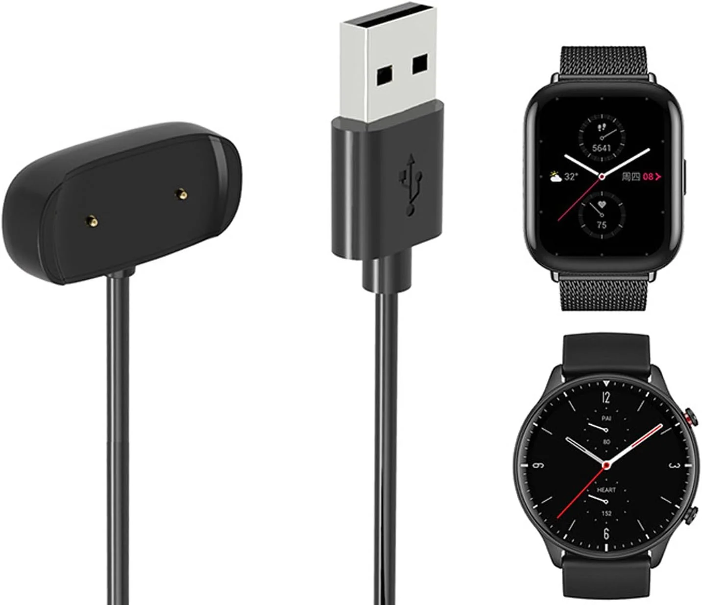 شارژر مغناطیسی سریع ساعت هوشمند، سازگار با GTS 2، GTS 2 Mini، GTS 2e، GTR 2، GTR 2e، GTS 4 Mini، GTR Mini و غیره، طراحی جمع و جور و سبک شارژر مغناطیسی سریع ساعت هوشمند، سازگار با GTS 2، GTS 2 Mini، GTS 2e، GTR 2، GTR 2e، GTS 4 Mini، GTR Mini و غیره، طراحی جمع و جور و سبک