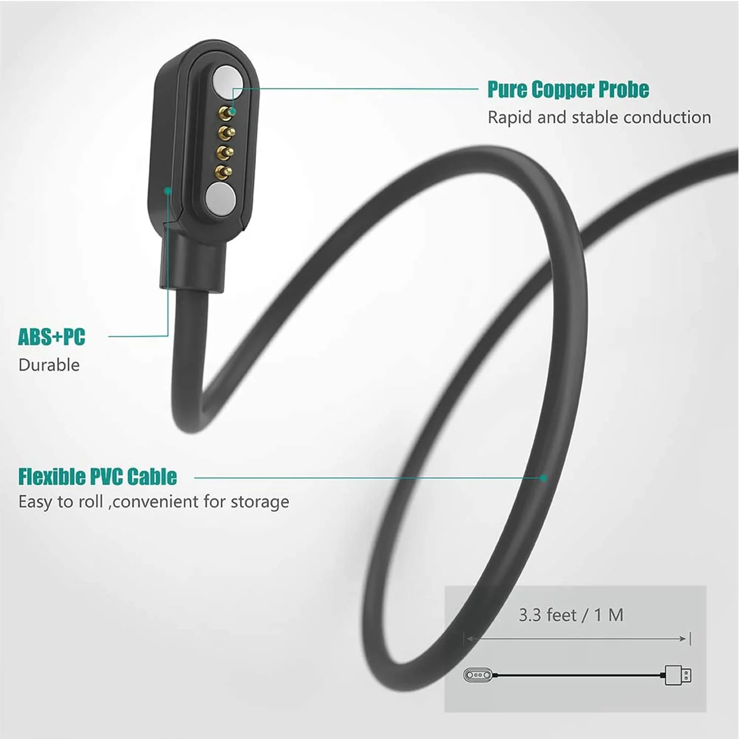 سازگار با شارژر ساعت هوشمند PTHTECHUS، شارژ مغناطیسی USB جایگزین Blueshaweu سازگار با ساعت هوشمند PTHTECHUS S7 S8 S9 S1 S2 S12 4G برای 4 پین (مشکی+مشکی) سازگار با شارژر ساعت هوشمند PTHTECHUS، شارژ مغناطیسی USB جایگزین Blueshaweu سازگار با ساعت هوشمند PTHTECHUS S7 S8 S9 S1 S2 S12 4G برای 4 پین (مشکی+مشکی)