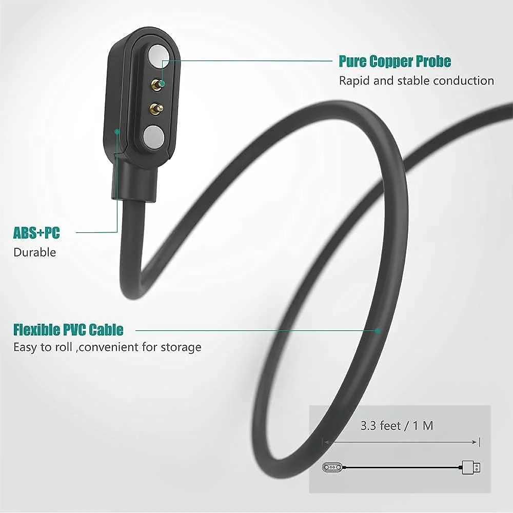 سازگار با شارژر ساعت هوشمند Aeac، کابل شارژ مغناطیسی USB جایگزین برای ساعت هوشمند 1.69 اینچی Aeac ID207/Woneligo ID207/Gydom/AITAFY ID207/RIVERSONG/TOZO S2 44mm سازگار با شارژر ساعت هوشمند Aeac، کابل شارژ مغناطیسی USB جایگزین برای ساعت هوشمند 1.69 اینچی Aeac ID207/Woneligo ID207/Gydom/AITAFY ID207/RIVERSONG/TOZO S2 44mm