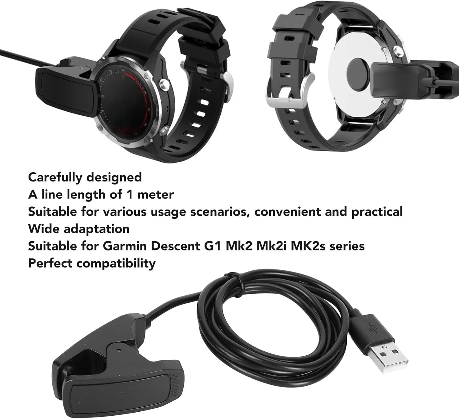 کابل شارژ USB برای ساعت هوشمند Descent G1 Mk1 Mk2 Mk2i Mk2S، شارژ سریع و کارآمد