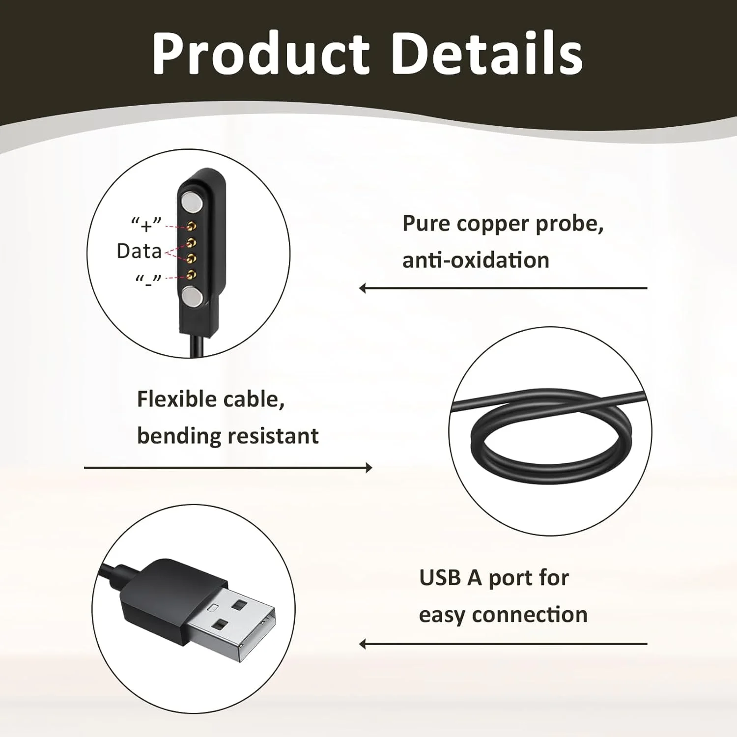 دو عدد کابل شارژ سازگار با ساعت هوشمند 4 پین با فاصله 7.62 میلی متر، کابل شارژ مغناطیسی USB برای ساعت هوشمند 4 پین، کابل شارژر جهانی، لوازم جانبی شارژ سریع مغناطیسی، مشکی دو عدد کابل شارژ سازگار با ساعت هوشمند 4 پین با فاصله 7.62 میلی متر، کابل شارژ مغناطیسی USB برای ساعت هوشمند 4 پین، کابل شارژر جهانی، لوازم جانبی شارژ سریع مغناطیسی، مشکی