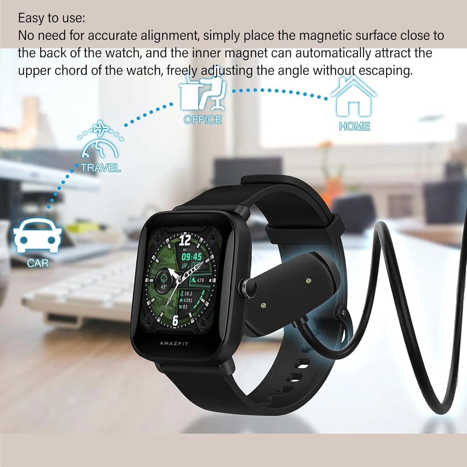 شارژر مغناطیسی سریع ساعت هوشمند، سازگار با GTS 2، GTS 2 Mini، GTS 2e، GTR 2، GTR 2e، GTS 4 Mini، GTR Mini و غیره، طراحی جمع و جور و سبک شارژر مغناطیسی سریع ساعت هوشمند، سازگار با GTS 2، GTS 2 Mini، GTS 2e، GTR 2، GTR 2e، GTS 4 Mini، GTR Mini و غیره، طراحی جمع و جور و سبک