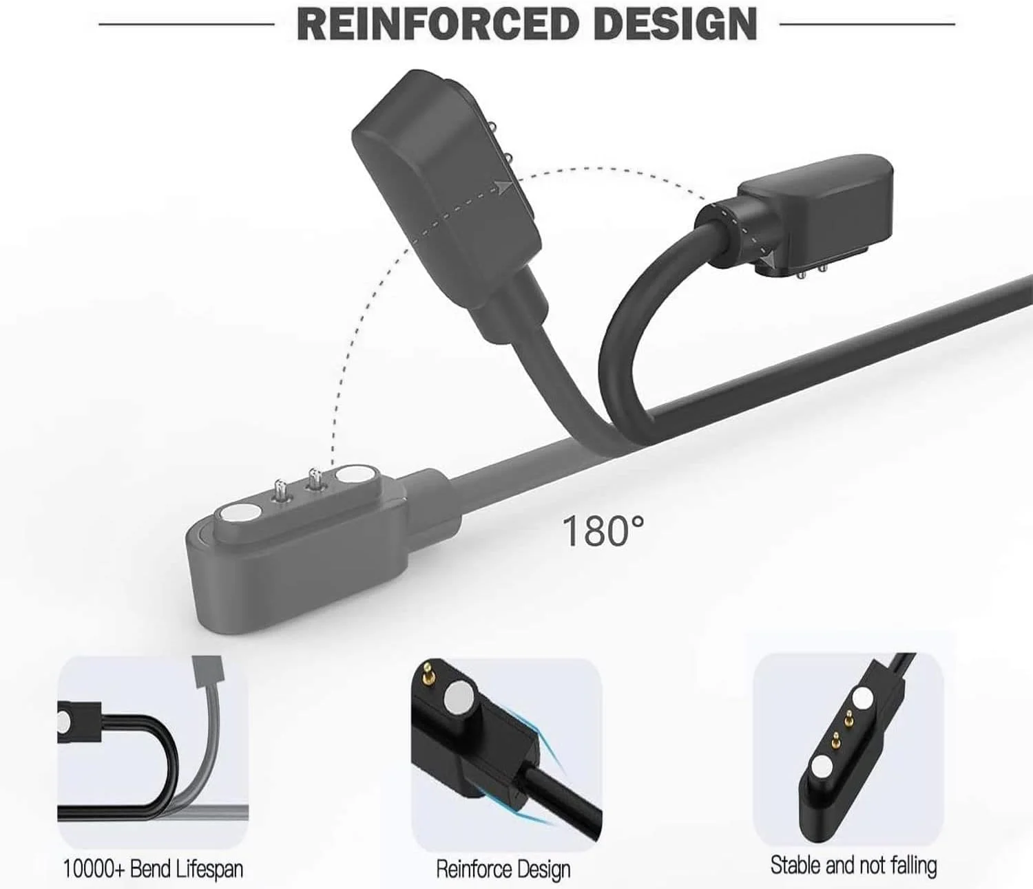 شارژر 2 پین برای بند هوشمند H، بسته 2 عددی [مدل A + مدل B، فقط یکی مناسب است] کابل شارژ USB مغناطیسی 2.8 میلی متری برای ساعت های هوشمند با برنامه H Band