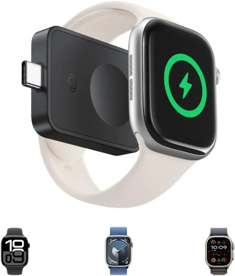 شارژر بی سیم مغناطیسی USB-C Baseus MagPro برای اپل واچ، خروجی بی سیم 2.5 وات، داک مینی شارژ سریع قابل حمل باریک، طراحی مینی سبک وزن، سازگار با اپل، سامسونگ، هواوی، شیائومی