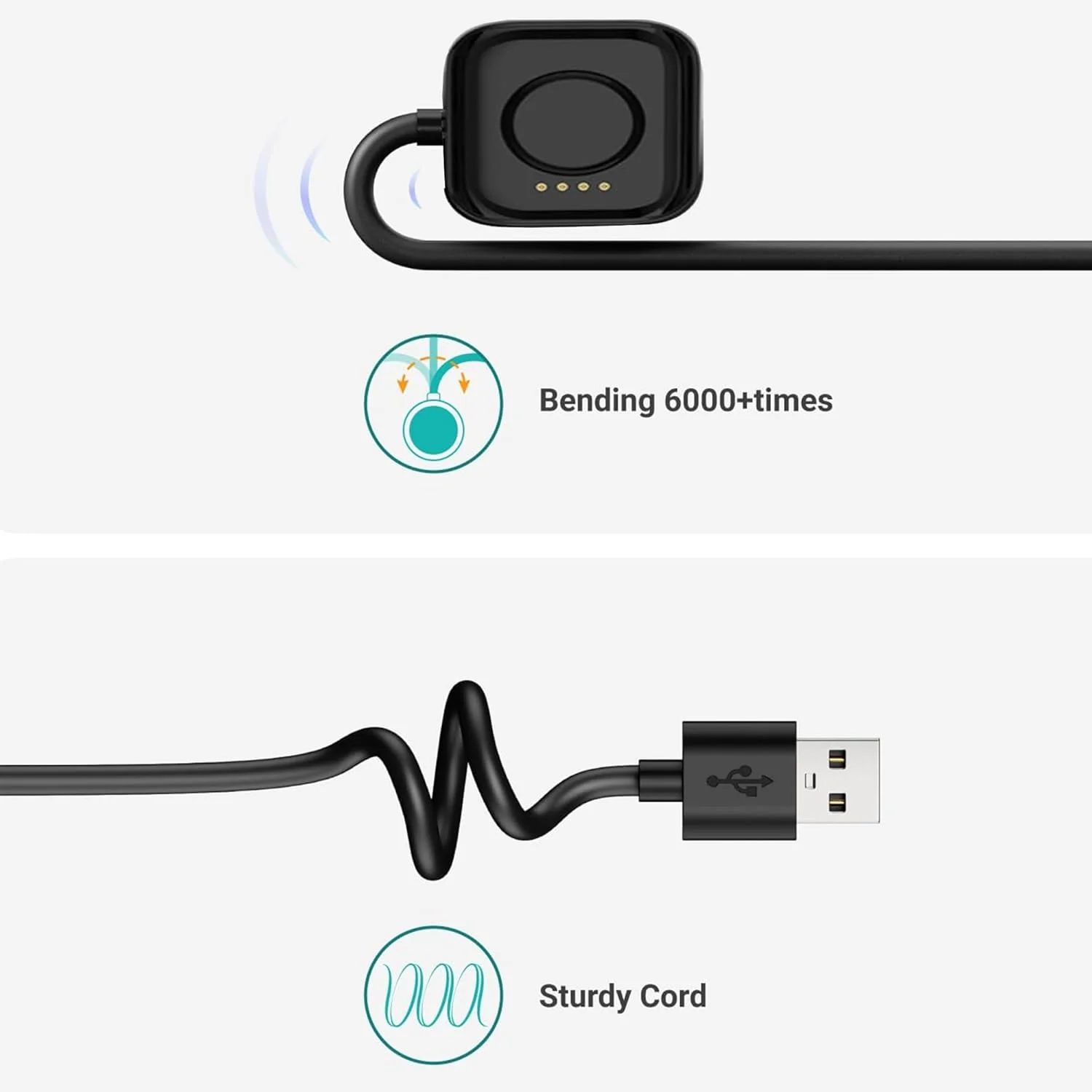 شارژر Blueshaweu سازگار با ساعت OnePlus Watch 3، کابل شارژ USB، شارژر سریع، داک شارژ برای ساعت هوشمند OnePlus Watch 3, 2, 2R (مشکی + مشکی)