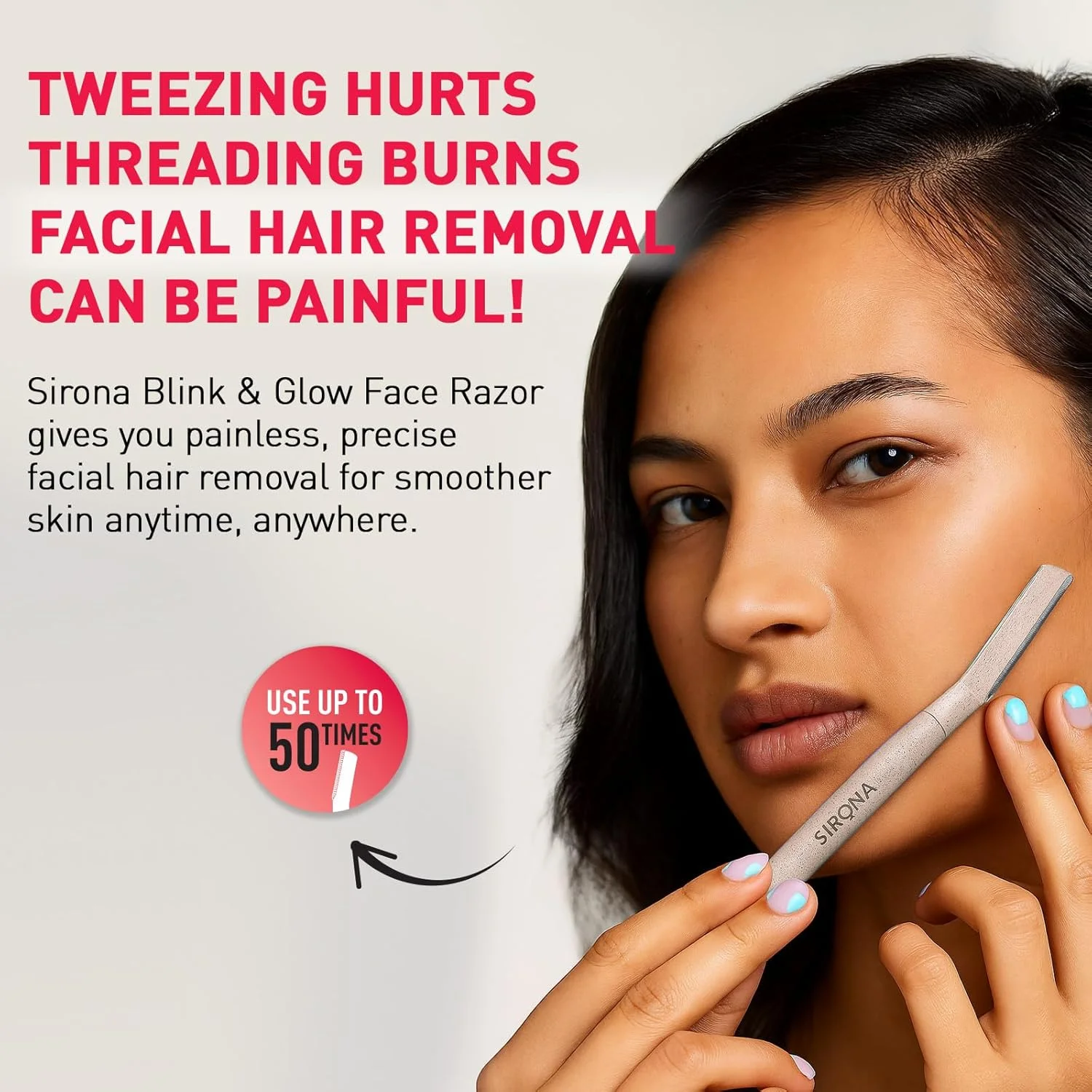 تیغ اصلاح زنانه سیرونا مدل Blink | مناسب برای از بین بردن موهای صورت و بالای لب، حالت دهنده ابرو و ابزار درماپلنینگ - 3 تیغ (Blink) تیغ اصلاح زنانه سیرونا مدل Blink | مناسب برای از بین بردن موهای صورت و بالای لب، حالت دهنده ابرو و ابزار درماپلنینگ - 3 تیغ (Blink)