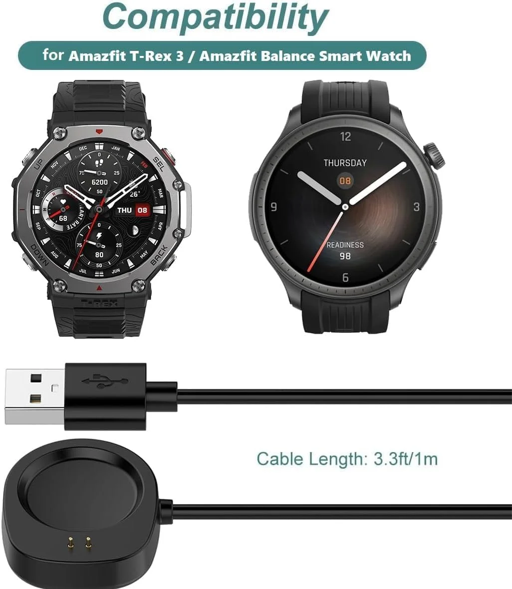 کابل شارژ Azonee سازگار با ساعت هوشمند Amazfit T-Rex 3 و Amazfit Balance، کابل USB A مغناطیسی سریع 1 متری جایگزین برای لوازم جانبی Balance A2286 (مشکی، 2 عدد) کابل شارژ Azonee سازگار با ساعت هوشمند Amazfit T-Rex 3 و Amazfit Balance، کابل USB A مغناطیسی سریع 1 متری جایگزین برای لوازم جانبی Balance A2286 (مشکی، 2 عدد)