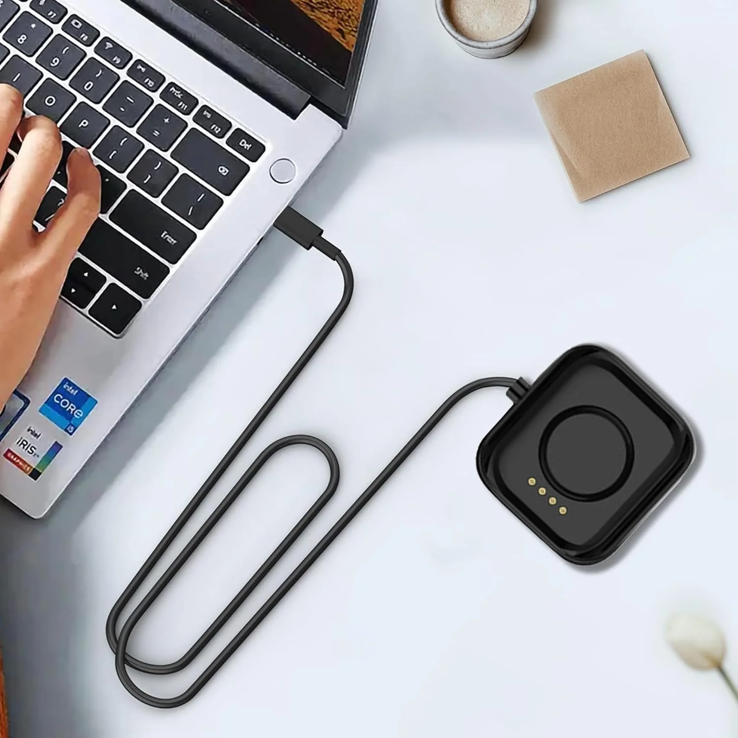 شارژر Blueshaweu سازگار با ساعت OnePlus Watch 3، کابل شارژ USB، شارژر سریع، داک شارژ برای ساعت هوشمند OnePlus Watch 3, 2, 2R (مشکی + مشکی)