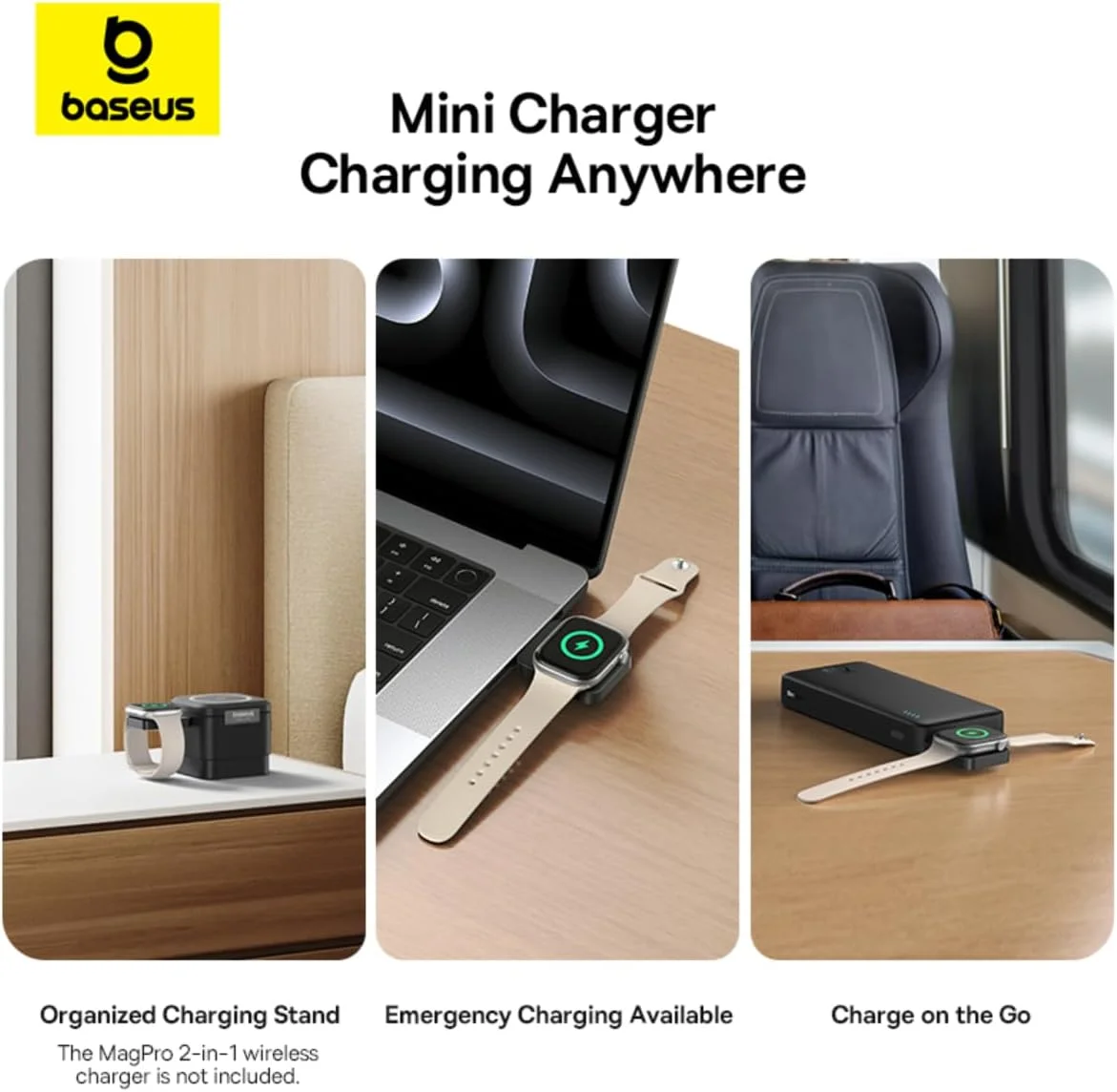 شارژر بی سیم مغناطیسی USB-C Baseus MagPro برای اپل واچ، خروجی بی سیم 2.5 وات، داک مینی شارژ سریع قابل حمل باریک، طراحی مینی سبک وزن، سازگار با اپل، سامسونگ، هواوی، شیائومی شارژر بی سیم مغناطیسی USB-C Baseus MagPro برای اپل واچ، خروجی بی سیم 2.5 وات، داک مینی شارژ سریع قابل حمل باریک، طراحی مینی سبک وزن، سازگار با اپل، سامسونگ، هواوی، شیائومی