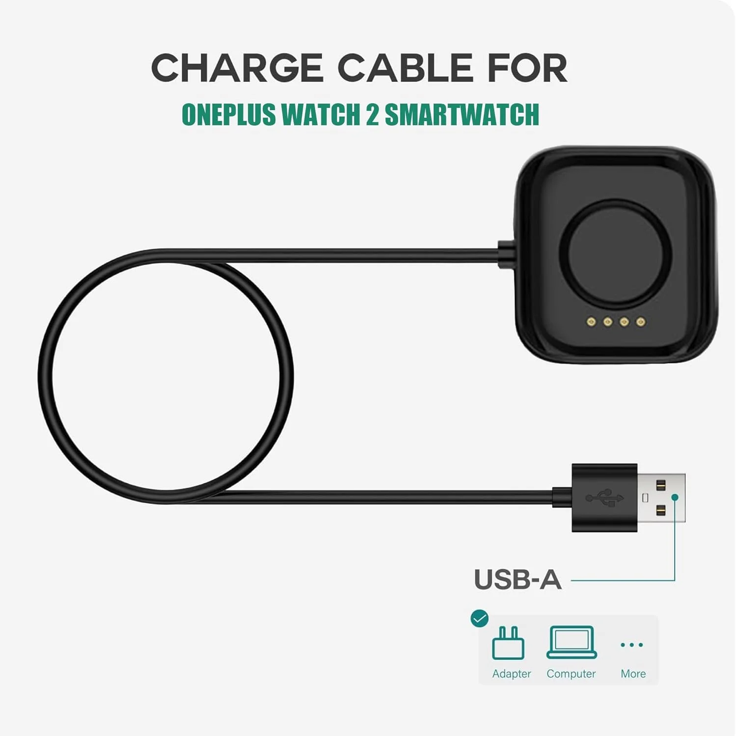 شارژر Blueshaweu سازگار با ساعت OnePlus Watch 3، کابل شارژ USB، شارژر سریع، داک شارژ برای ساعت هوشمند OnePlus Watch 3, 2, 2R (مشکی + مشکی)