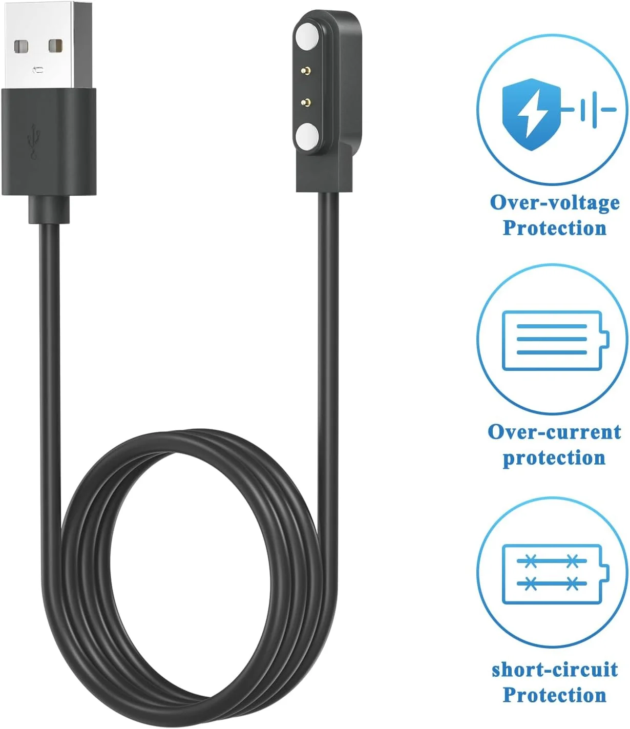 شارژر ساعت هوشمند رفلکس اکتیو، 2 پین مغناطیسی مشکی، کابل شارژ USB مغناطیسی شارژر ساعت هوشمند رفلکس اکتیو، 2 پین مغناطیسی مشکی، کابل شارژ USB مغناطیسی