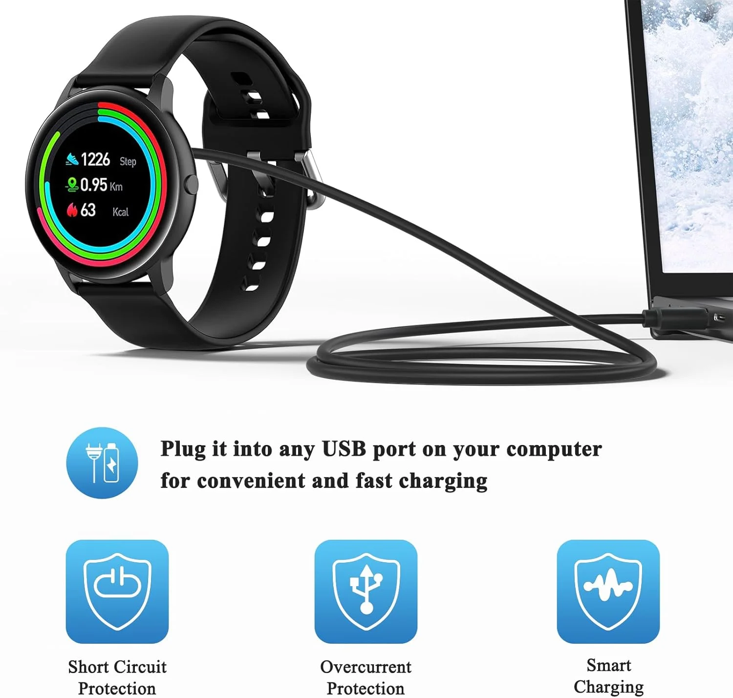 شارژر ساعت هوشمند رفلکس اکتیو، 2 پین مغناطیسی مشکی، کابل شارژ USB مغناطیسی شارژر ساعت هوشمند رفلکس اکتیو، 2 پین مغناطیسی مشکی، کابل شارژ USB مغناطیسی