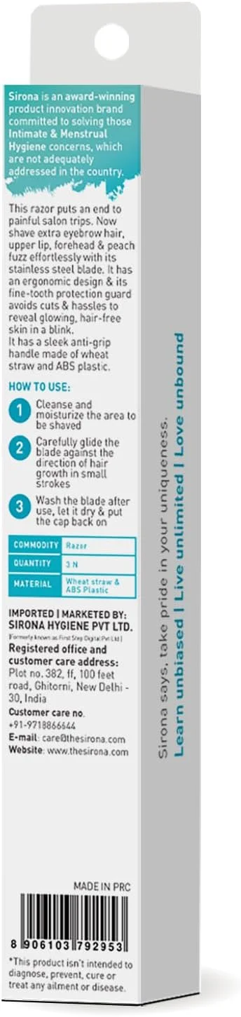 تیغ اصلاح زنانه سیرونا مدل Blink | مناسب برای از بین بردن موهای صورت و بالای لب، حالت دهنده ابرو و ابزار درماپلنینگ - 3 تیغ (Blink) تیغ اصلاح زنانه سیرونا مدل Blink | مناسب برای از بین بردن موهای صورت و بالای لب، حالت دهنده ابرو و ابزار درماپلنینگ - 3 تیغ (Blink)