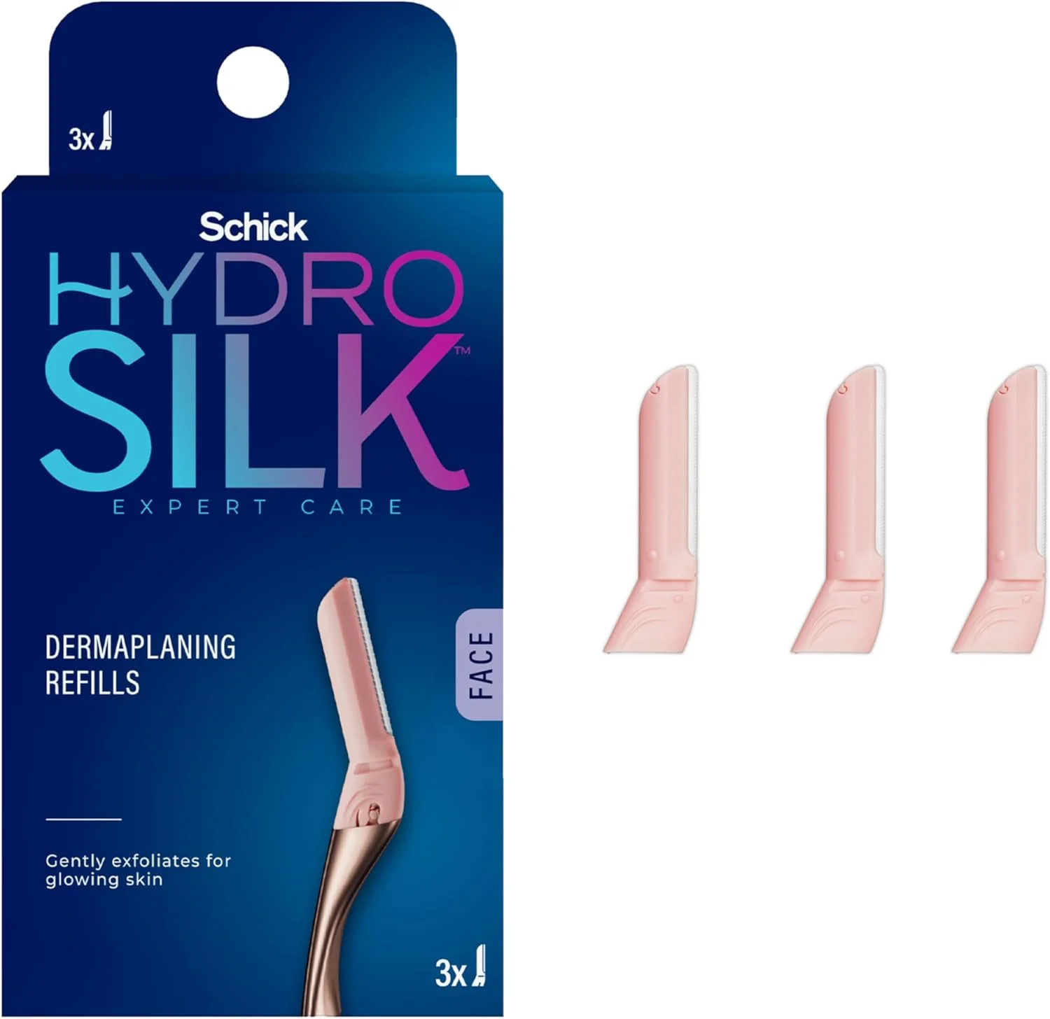 تیغه های یدک تیغ درماپلنینگ Schick Hydro Silk، بسته 3 عددی | تیغه های میکروبلیدینگ برای صورت، تیغه های یدک درماپلنینگ Hydro Silk، تیغه های یدک تیغ Hydro Silk، تیغه های یدک ابزار درماپلنینگ، بسته 3 عددی