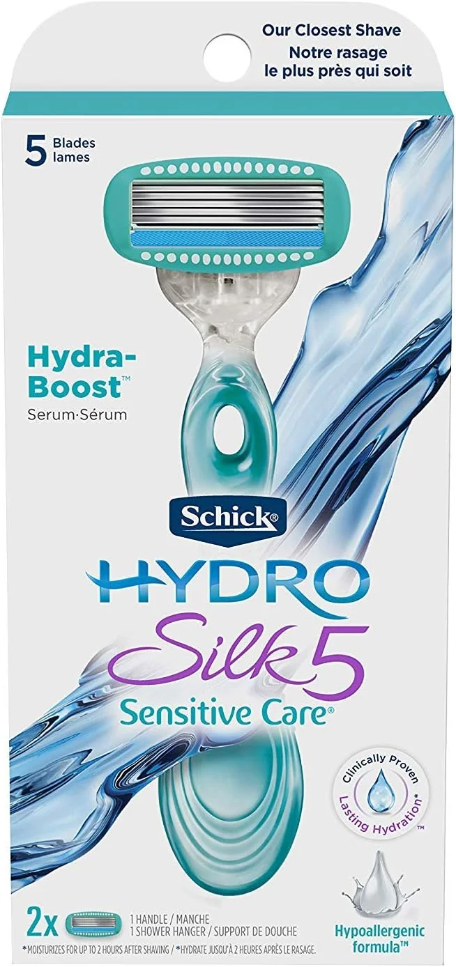 Schick Hydro Silk Sensitive Women's Razor | 5-Blade Razors for Women Sensitive Skin | Womens Razors Sensitive Skin | 1 Handle & 2 Razor Blade Refills Schick Hydro Silk Sensitive Women's Razor | 5-Blade Razors for Women Sensitive Skin | Womens Razors Sensitive Skin | 1 Handle & 2 Razor Blade Refills