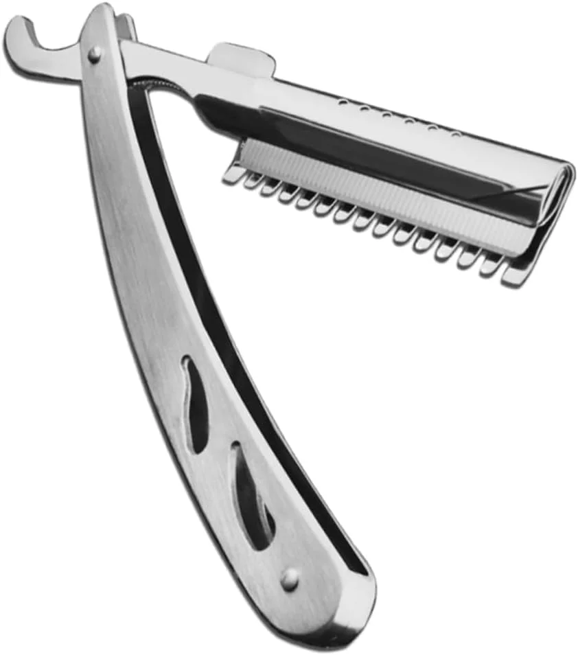 ابزار اصلاح صورت مردانه، تیغ تاشو دستی قابل حمل با 10 تیغه، ابزار حالت دهی ابرو، تیغ تراش بادوام فولادی برای اصلاح ریش و مو، تیغ های سلمانی قدیمی برای استفاده در خانه و سالن