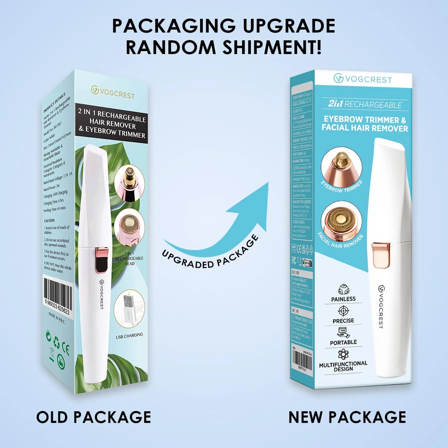 موکن ابرو و از بین برنده موهای صورت شارژی برای بانوان، ریش تراش ابرو و موکن بی عیب و نقص 2 در 1، از بین بردن موهای صورت، لب، بینی و بدن برای زنان با چراغ LED داخلی (سفید)