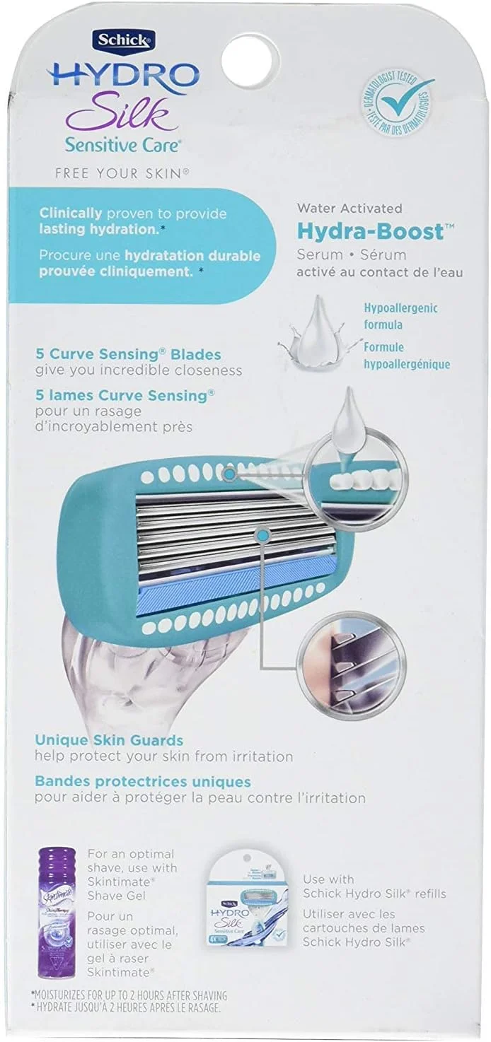 Schick Hydro Silk Sensitive Women's Razor | 5-Blade Razors for Women Sensitive Skin | Womens Razors Sensitive Skin | 1 Handle & 2 Razor Blade Refills Schick Hydro Silk Sensitive Women's Razor | 5-Blade Razors for Women Sensitive Skin | Womens Razors Sensitive Skin | 1 Handle & 2 Razor Blade Refills