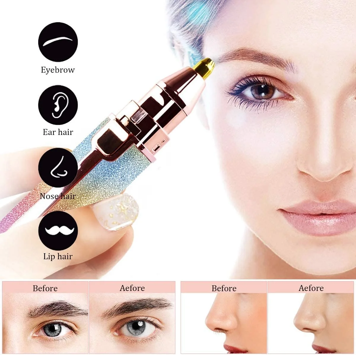 دستگاه اصلاح ابرو و موهای صورت 2 در 1 پاور MEP-2 مخصوص بانوان، ریش تراش ابرو شارژی و حذف موهای زائد بدون درد، موزن و شیور بدن برای لب، بینی، صورت و موهای گوش به همراه دو سری قابل تعویض دستگاه اصلاح ابرو و موهای صورت 2 در 1 پاور MEP-2 مخصوص بانوان، ریش تراش ابرو شارژی و حذف موهای زائد بدون درد، موزن و شیور بدن برای لب، بینی، صورت و موهای گوش به همراه دو سری قابل تعویض