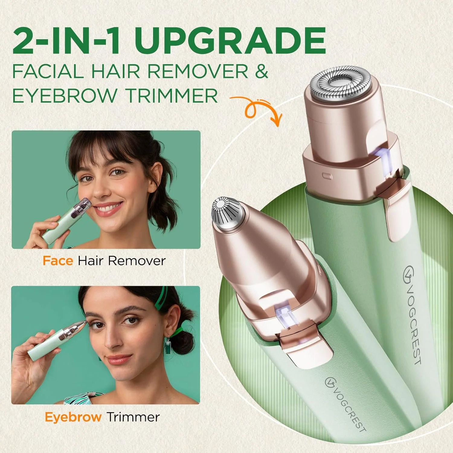 موزن ابرو و از بین برنده موهای صورت قابل حمل برای خانم ها، موبر شارژی 2 در 1 و تیغ ابرو، از بین برنده موهای صورت، لب، بدن و ابرو برای خانم ها با چراغ LED داخلی (سبز) موزن ابرو و از بین برنده موهای صورت قابل حمل برای خانم ها، موبر شارژی 2 در 1 و تیغ ابرو، از بین برنده موهای صورت، لب، بدن و ابرو برای خانم ها با چراغ LED داخلی (سبز)