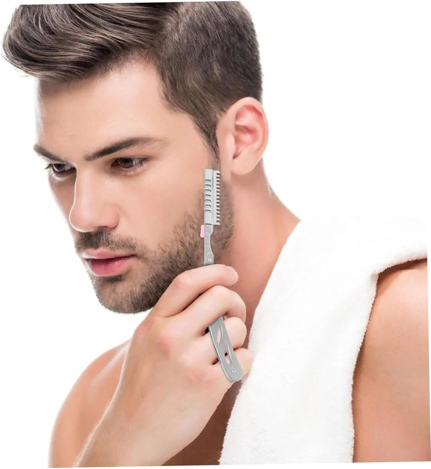 ابزار اصلاح صورت مردانه، تیغ تاشو دستی قابل حمل با 10 تیغه، ابزار حالت دهی ابرو، تیغ تراش بادوام فولادی برای اصلاح ریش و مو، تیغ های سلمانی قدیمی برای استفاده در خانه و سالن ابزار اصلاح صورت مردانه، تیغ تاشو دستی قابل حمل با 10 تیغه، ابزار حالت دهی ابرو، تیغ تراش بادوام فولادی برای اصلاح ریش و مو، تیغ های سلمانی قدیمی برای استفاده در خانه و سالن