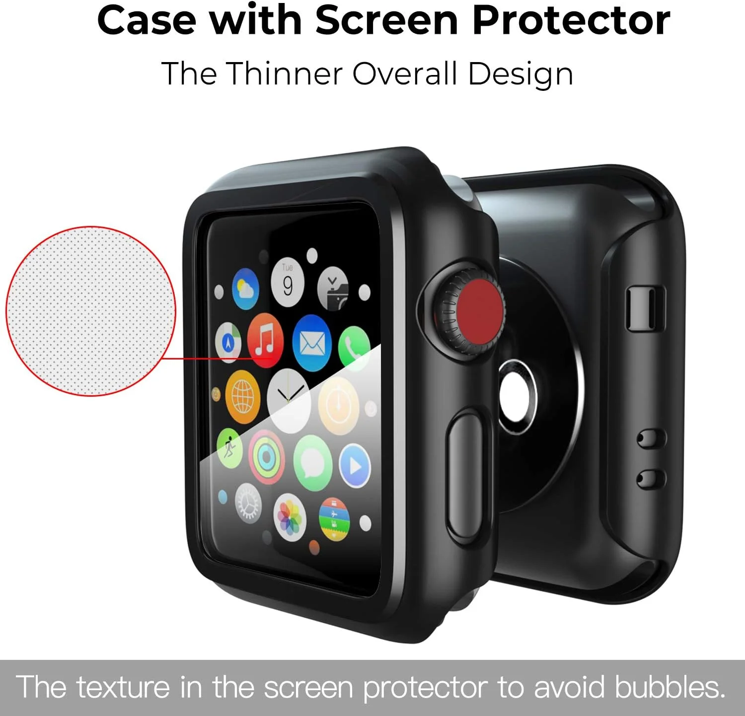 محافظ صفحه نمایش ساعت هوشمند PZOZ اپل واچ سری 3، قاب PC و فیلم PET محافظ بامپر دور تا دور سازگار با لوازم جانبی ساعت هوشمند iWatch 38mm (مشکی) محافظ صفحه نمایش ساعت هوشمند PZOZ اپل واچ سری 3، قاب PC و فیلم PET محافظ بامپر دور تا دور سازگار با لوازم جانبی ساعت هوشمند iWatch 38mm (مشکی)