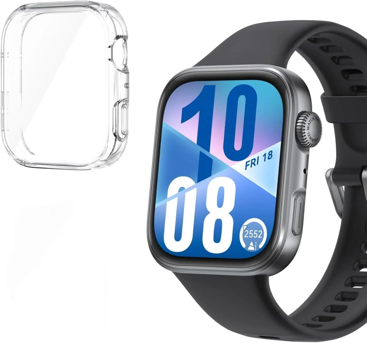 محافظ صفحه نمایش و قاب یک عددی SKEIDO برای ساعت هوشمند Huawei Watch Fit 4، پوشش کامل TPU نرم و ضد ضربه و ضد خش برای ساعت هوشمند Huawei Watch Fit4 (شفاف)