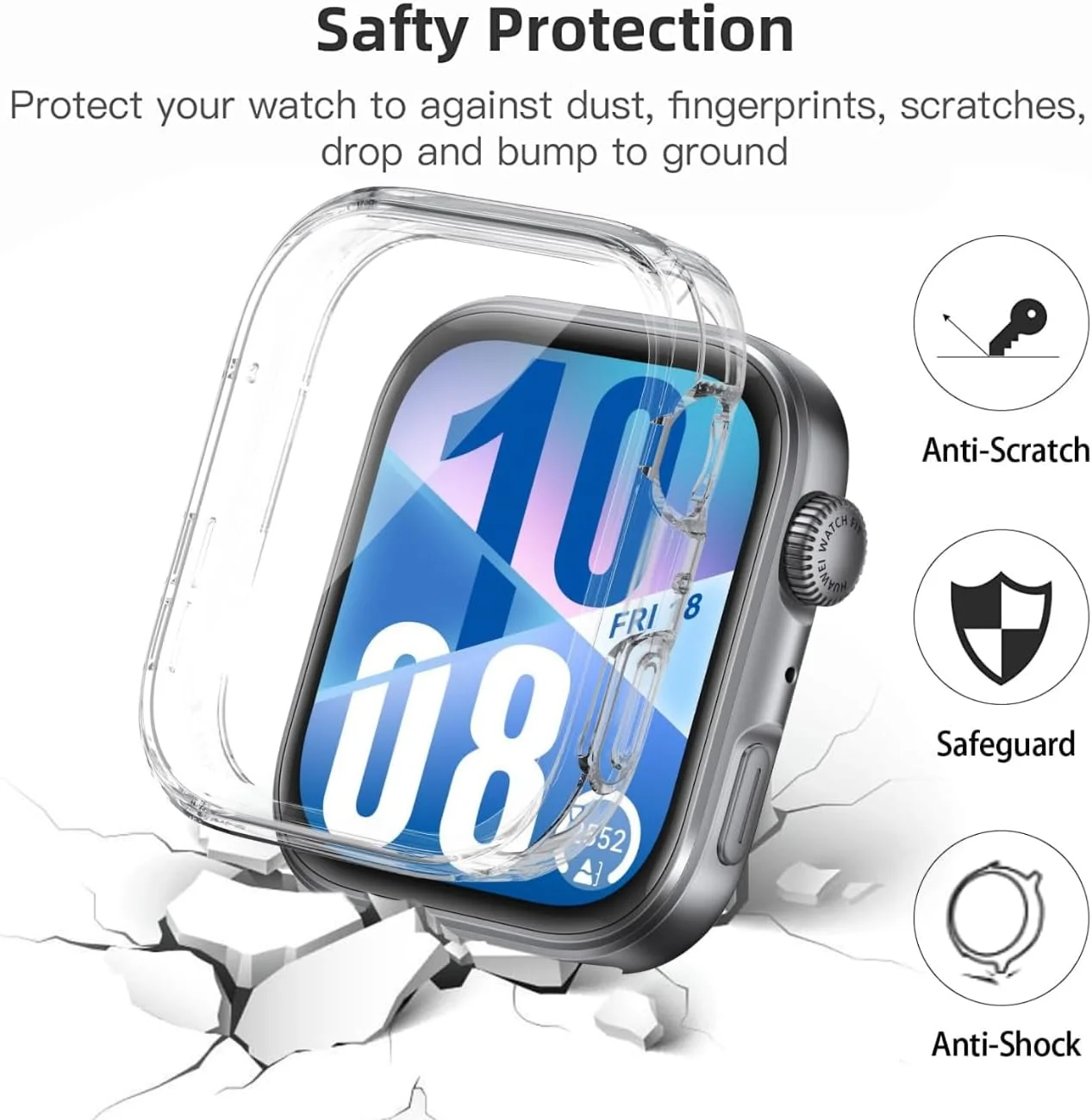 محافظ صفحه نمایش و قاب یک عددی SKEIDO برای ساعت هوشمند Huawei Watch Fit 4، پوشش کامل TPU نرم و ضد ضربه و ضد خش برای ساعت هوشمند Huawei Watch Fit4 (شفاف)