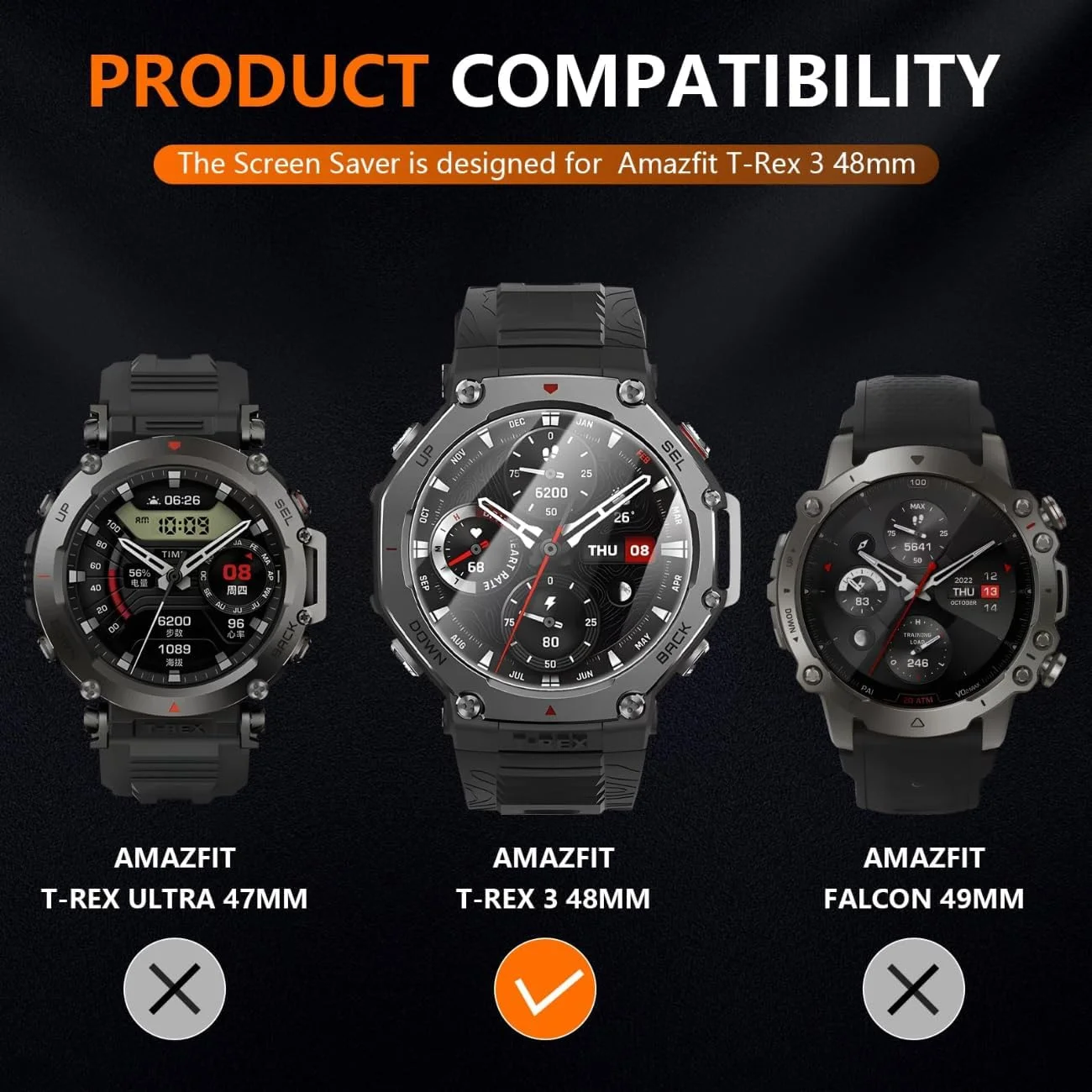 محافظ صفحه نمایش Skeido برای Amazfit T-Rex 3، جنس TPU نرم و مقاوم در برابر خراش، سازگار با ساعت هوشمند Amazfit T-Rex 3 (مشکی)