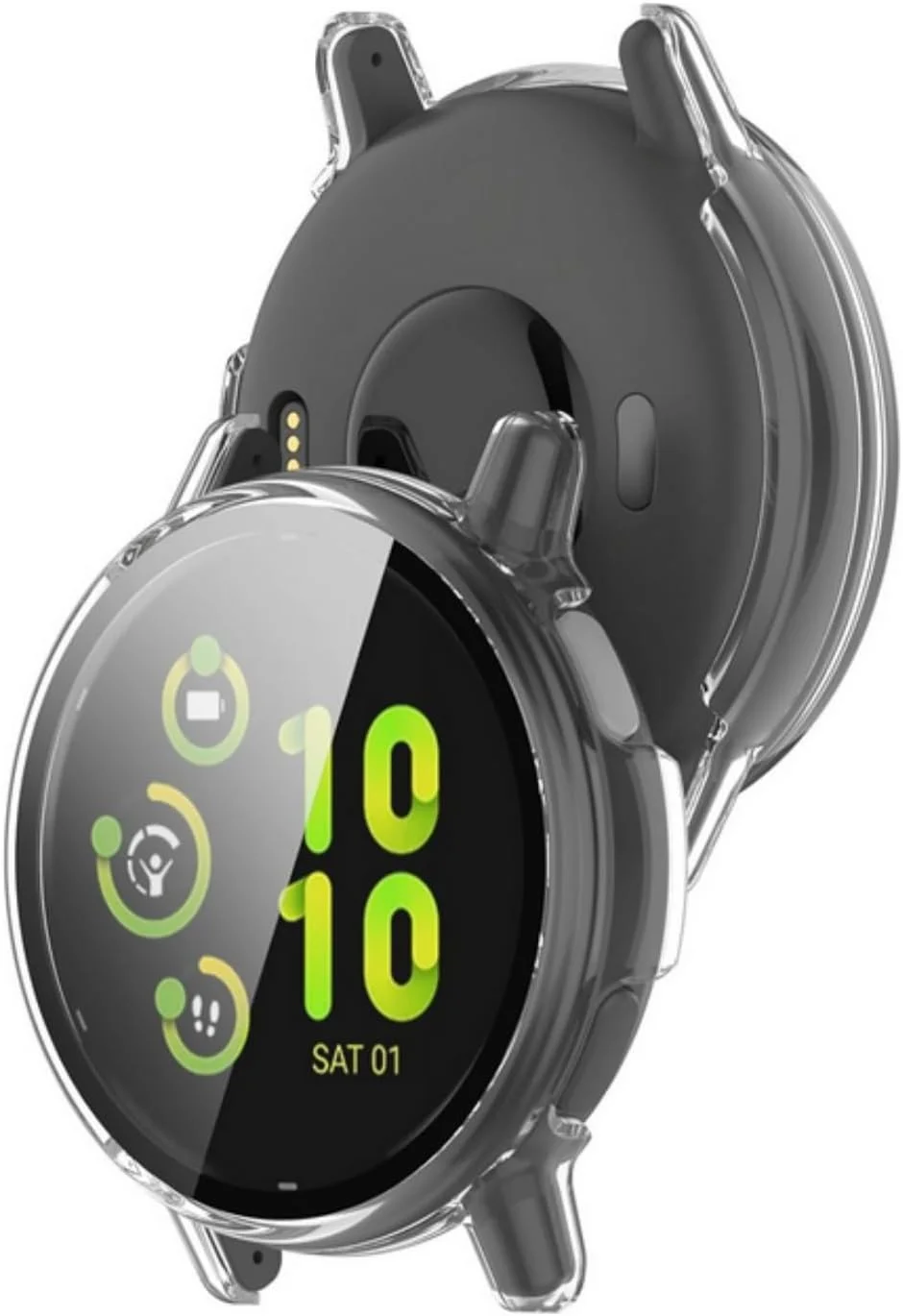 قاب محافظ سخت کامپیوتر SKEIDO به همراه محافظ صفحه نمایش شیشه ای تمپرد و بامپر برای ساعت هوشمند Garmin Active5 - شفاف