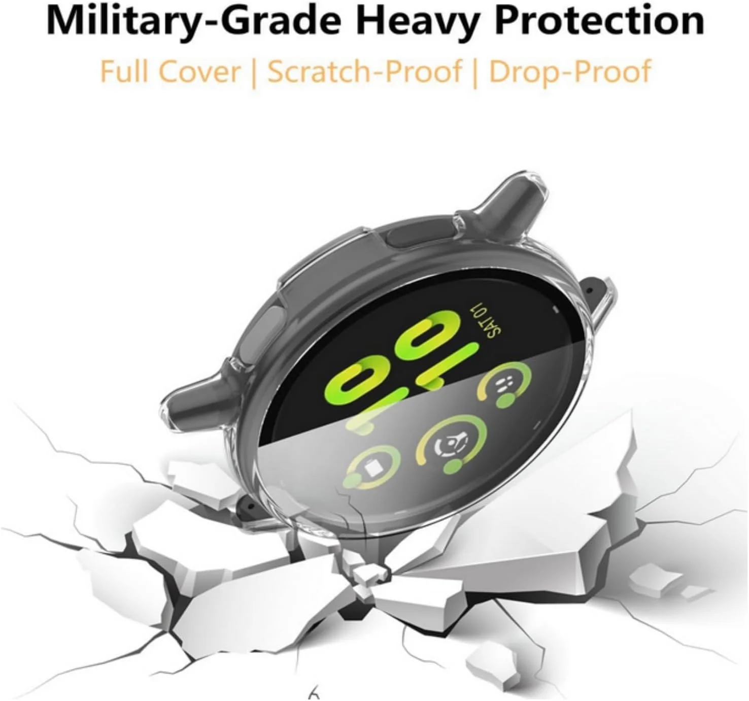 قاب محافظ سخت کامپیوتر SKEIDO به همراه محافظ صفحه نمایش شیشه ای تمپرد و بامپر برای ساعت هوشمند Garmin Active5 - شفاف