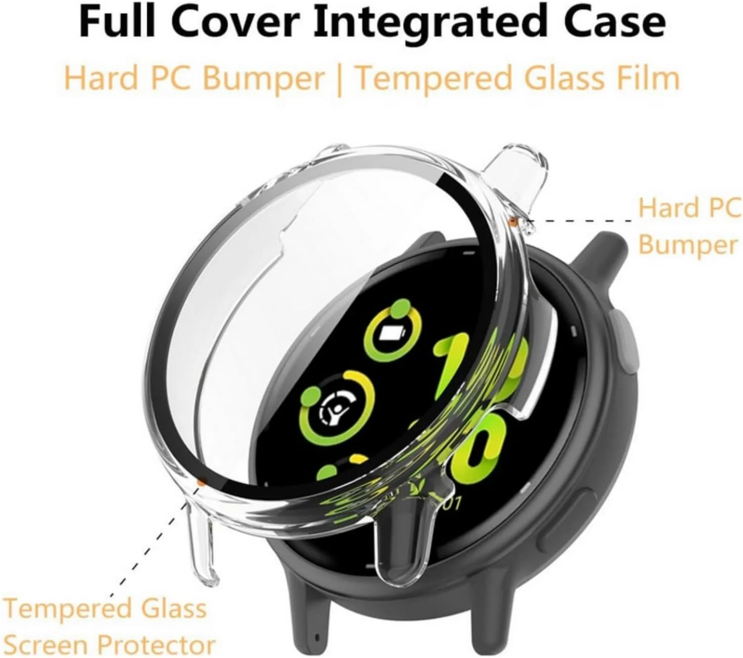 قاب محافظ سخت کامپیوتر SKEIDO به همراه محافظ صفحه نمایش شیشه ای تمپرد و بامپر برای ساعت هوشمند Garmin Active5 - شفاف