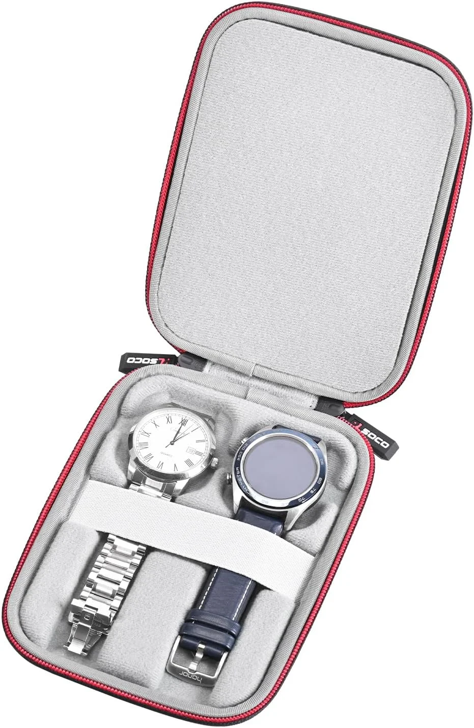 کیف نگهداری و سازمان دهنده ساعت RLSOCO برای 2 ساعت، محافظت قابل حمل و مقاوم را فراهم می کند، مناسب برای ساعت های مچی و هوشمند کاسیو/تایمکس/فسیل/اپل/سامسونگ و بیشتر تا اندازه 46 * 50 میلی متر