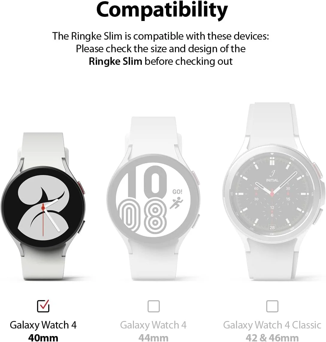 قاب باریک رینکه سازگار با ساعت هوشمند سامسونگ گلکسی واچ 4 40 میلی‌متری / گلکسی واچ FE (بسته 2 عددی) پوشش سخت و نازک پلی کربنات [فقط قاب] لوازم جانبی - شفاف و کروم (بسته 2 عددی)