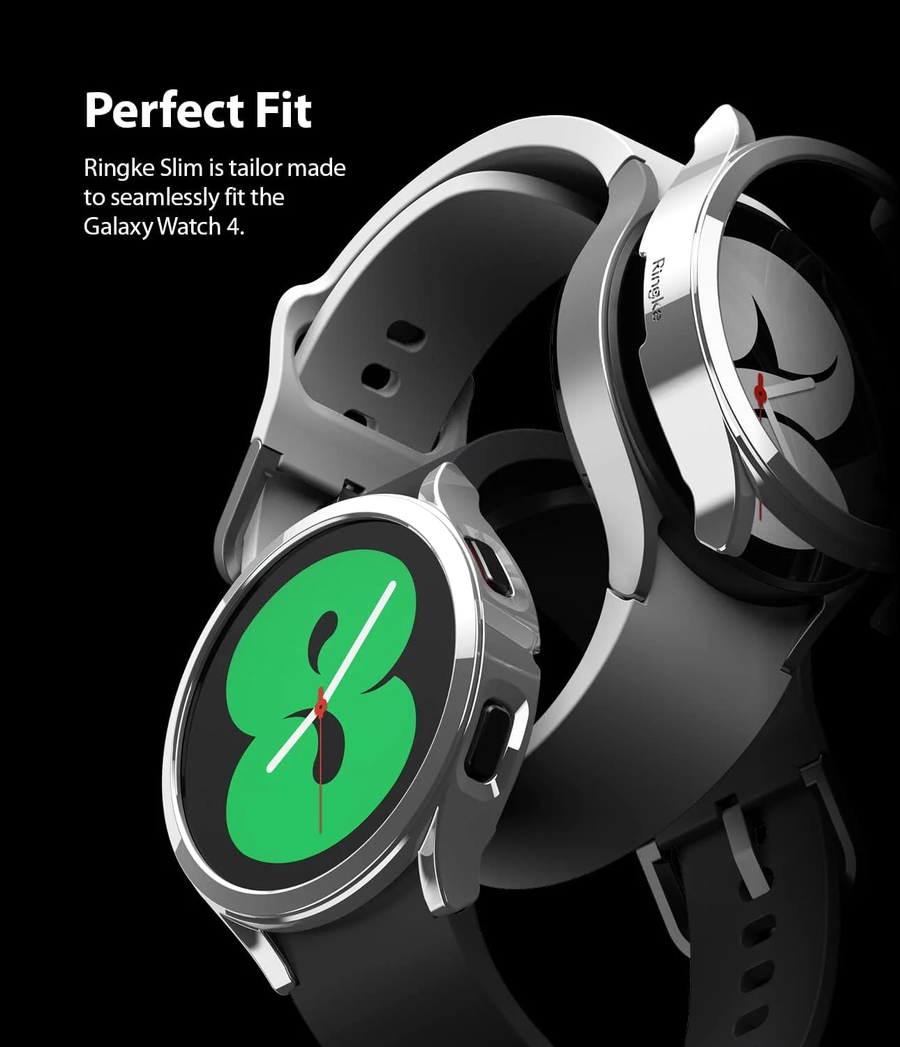 قاب باریک رینکه سازگار با ساعت هوشمند سامسونگ گلکسی واچ 4 40 میلی‌متری / گلکسی واچ FE (بسته 2 عددی) پوشش سخت و نازک پلی کربنات [فقط قاب] لوازم جانبی - شفاف و کروم (بسته 2 عددی)